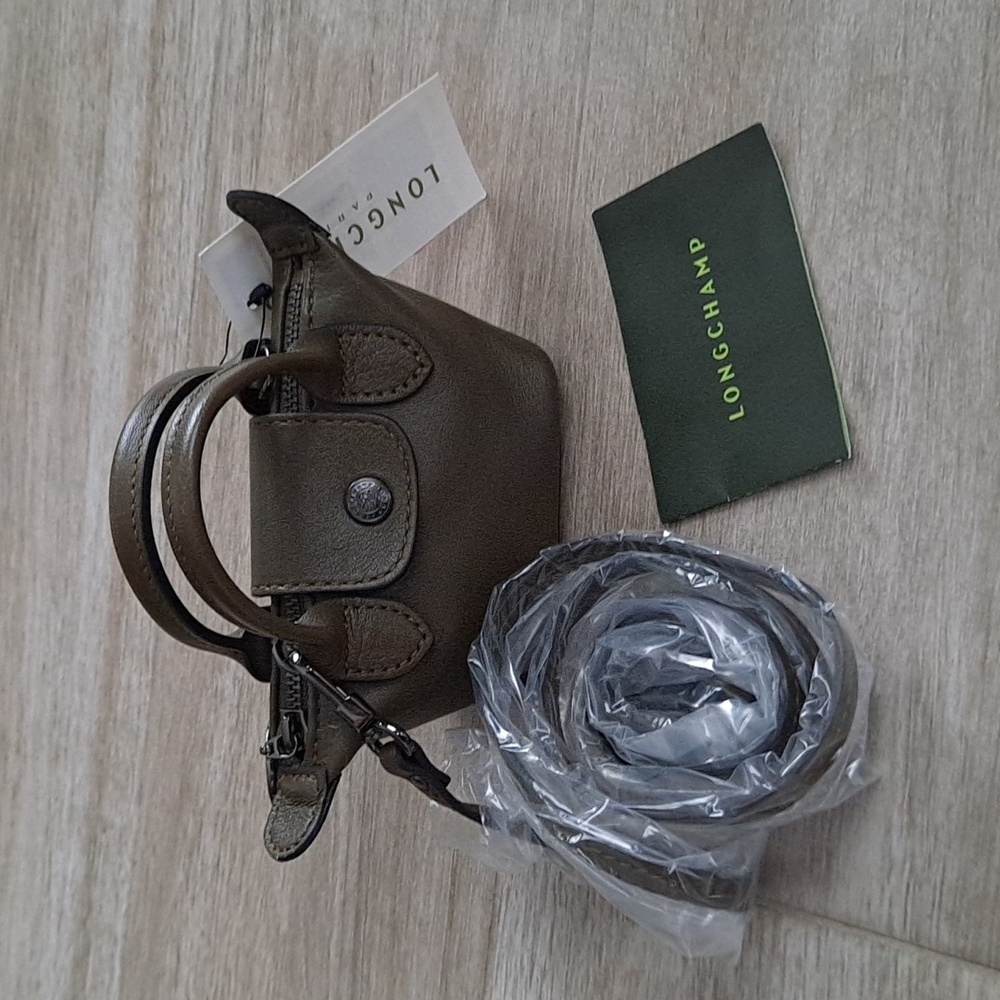 NWT Longchamp Le Pliage Cuir Nano Crossbody bag